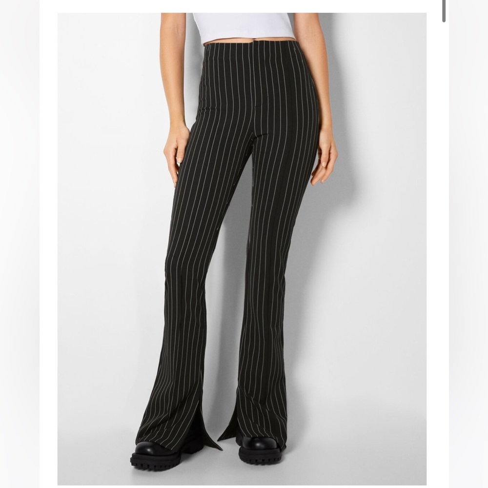 Bershka fitted flare pants with split hem size 04